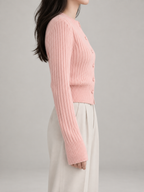 Women's Slim Fit Ribbed Cardigan | Button Front Fitted Knit