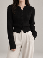 Women's Slim Fit Ribbed Cardigan | Button Front Fitted Knit