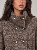 Women's Boucle Turtleneck Jumper | Short Sleeve Double Breasted Knit