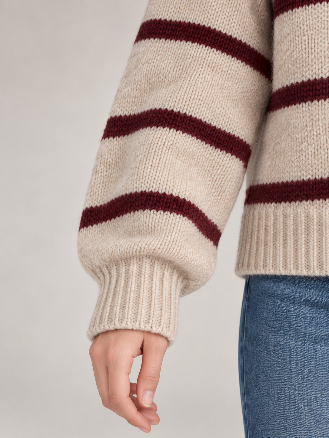 Women's Striped Collared Jumper | Open Neck Relaxed Knit