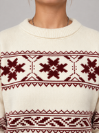 Women's Fair Isle Snowflake Jumper | Crew Neck Winter Knit
