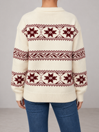 Women's Fair Isle Snowflake Jumper | Crew Neck Winter Knit