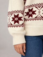 Women's Fair Isle Snowflake Jumper | Crew Neck Winter Knit
