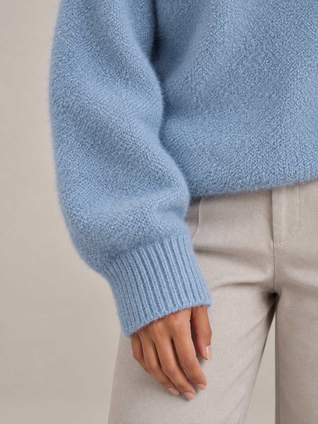 Women's Contrast Collar Jumper | Embroidered Crew Neck Knit