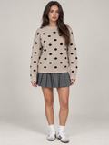 Women's Polka Dot Knit Jumper | Oversized Crew Neck Sweater
