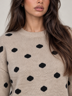 Women's Polka Dot Knit Jumper | Oversized Crew Neck Sweater