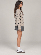 Women's Polka Dot Knit Jumper | Oversized Crew Neck Sweater
