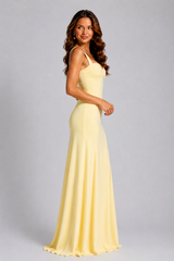 Women’s Chiffon Maxi Dress with Lace-Up Back for Evening & Formal Wear