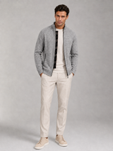 Men's Full-Zip Knit Cardigan With Stand Collar