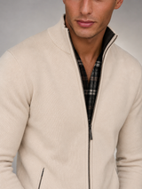 Men's Full-Zip Knit Cardigan With Stand Collar