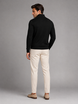Men's Quarter-Zip Mock Neck Sweater With Contrast Trim