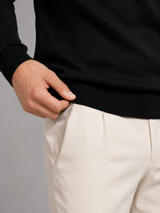 Men's Quarter-Zip Mock Neck Sweater With Contrast Trim