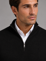 Men's Quarter-Zip Mock Neck Sweater With Contrast Trim
