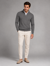 Men's Quarter-Zip Mock Neck Sweater With Contrast Trim