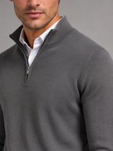 Men's Quarter-Zip Mock Neck Sweater With Contrast Trim