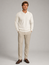 Men's Knit Long-Sleeve Polo Sweater Ivory