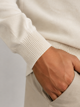 Men's Knit Long-Sleeve Polo Sweater Ivory