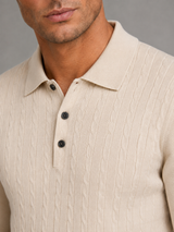 Men's Cable Knit Long-Sleeve Polo Sweater