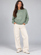 Women's Flower Patch Sweatshirt | Drop Shoulder Raw Edge Top