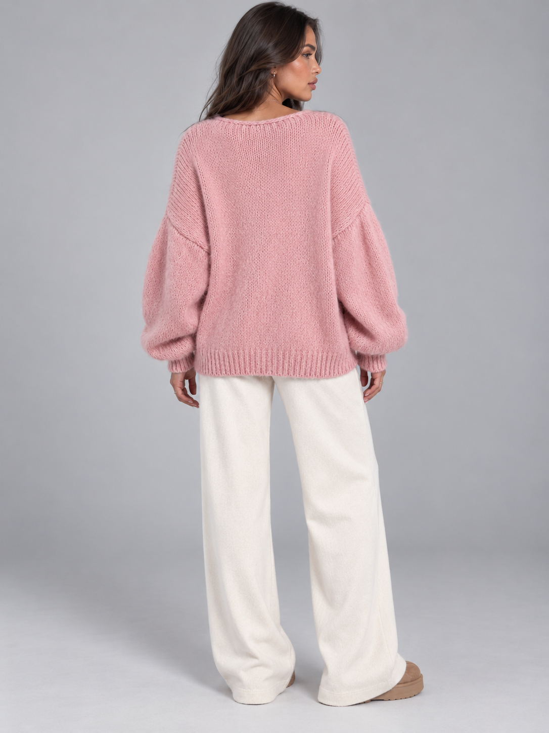 Women's Tie Front Knit Cardigan | Balloon Sleeve Open Knit