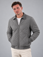 Men's Quilted Bomber Jacket | Zip-Up Collared Casual Jacket