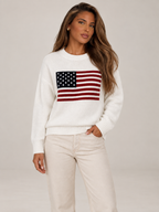 Women's Flag Knit Jumper | Crew Neck Cotton Pullover
