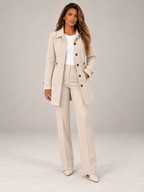 Women's Mid-Length Trench Coat | Button Front Tailored Coat