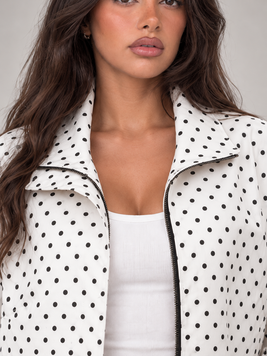 Women's Polka Dot Lightweight Jacket | Drawstring Casual Coat