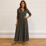 Women's Black and White Geometric Maxi Dress