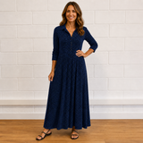 Women's Black and White Geometric Maxi Dress