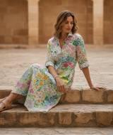 Women's Floral Cotton Midi Dress - Garden Print