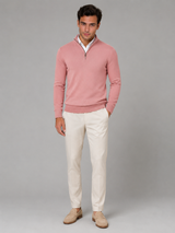 Men's Quarter-Zip Mock Neck Sweater With Contrast Trim
