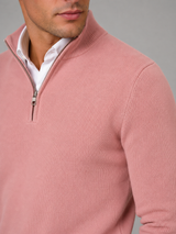 Men's Quarter-Zip Mock Neck Sweater With Contrast Trim