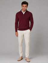 Men's Quarter-Zip Mock Neck Sweater With Contrast Trim