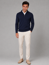 Men's Quarter-Zip Mock Neck Sweater With Contrast Trim