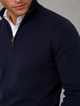 Men's Quarter-Zip Mock Neck Sweater With Contrast Trim