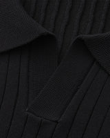 Men's Cream Ribbed Knit Polo Shirt