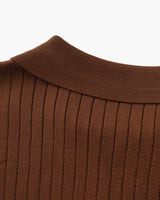 Men's Cream Ribbed Knit Polo Shirt