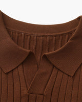 Men's Cream Ribbed Knit Polo Shirt
