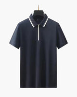 Men’s White Cotton Quarter-Zip Polo Shirt