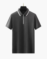 Men’s White Cotton Quarter-Zip Polo Shirt
