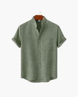 Men's Sage Linen Short Sleeve Button-Up Shirt