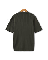 Men's Cream Ribbed Knit Polo Shirt