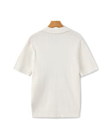 Men's Cream Ribbed Knit Polo Shirt