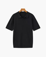Men's Cream Ribbed Knit Polo Shirt