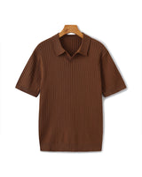 Men's Cream Ribbed Knit Polo Shirt