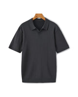 Men's Cream Ribbed Knit Polo Shirt