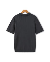 Men's Cream Ribbed Knit Polo Shirt