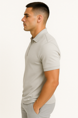 Men's Navy Cotton Zip Polo Shirt