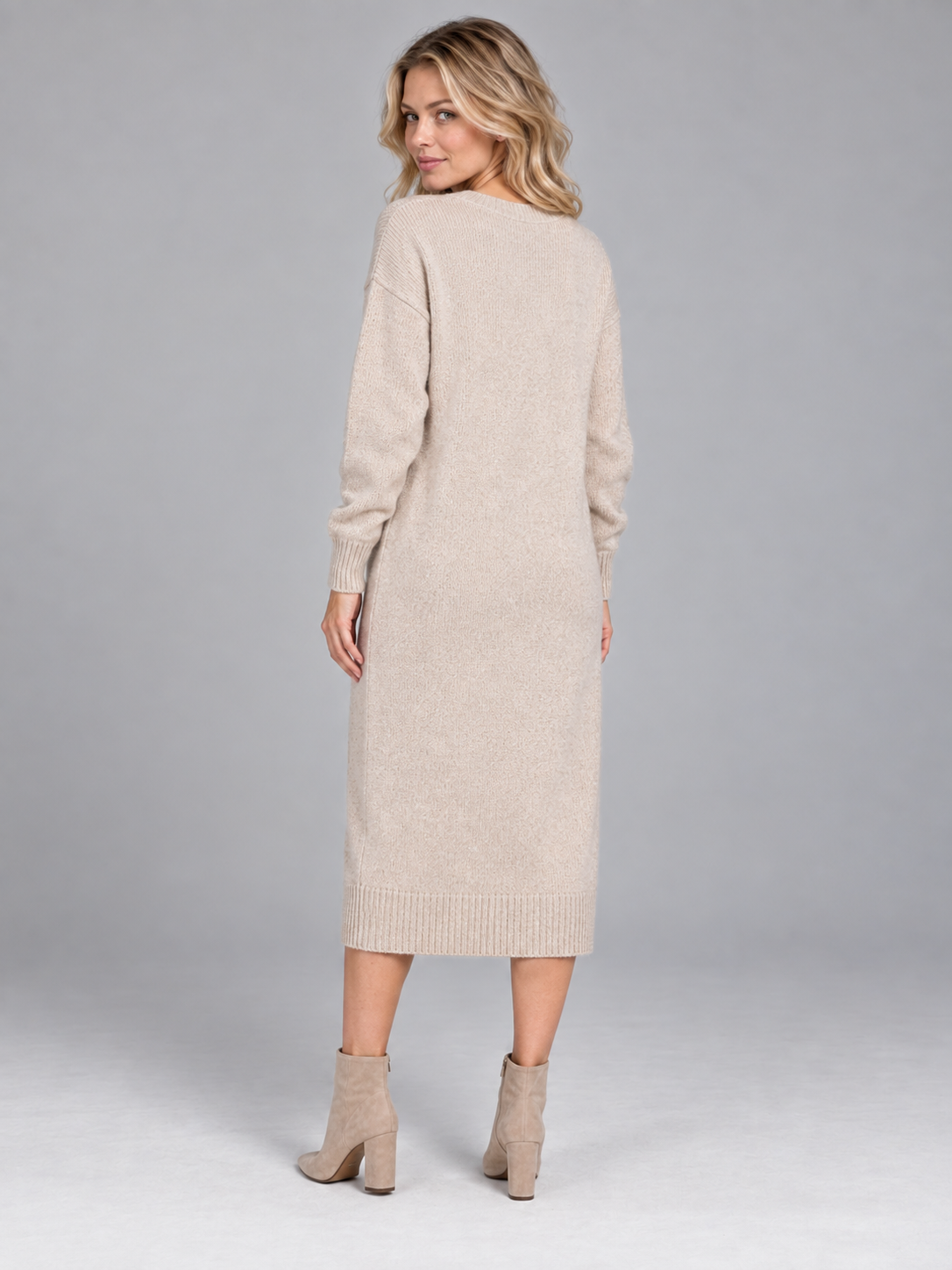 Women's Crew Neck Knit Dress | Soft Boutique Jumper Dress